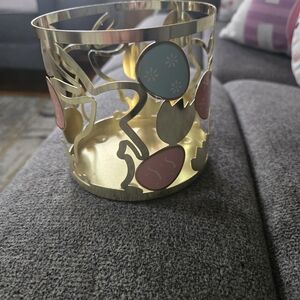 Easter Candle Jar Gold and Pink Holder